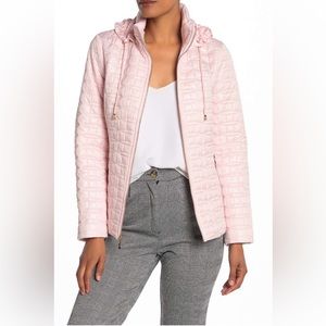 NEW Kate Spade NY Orchid Pink Packable Motorcycle Moto Hood Quilted Jacket Sz XS